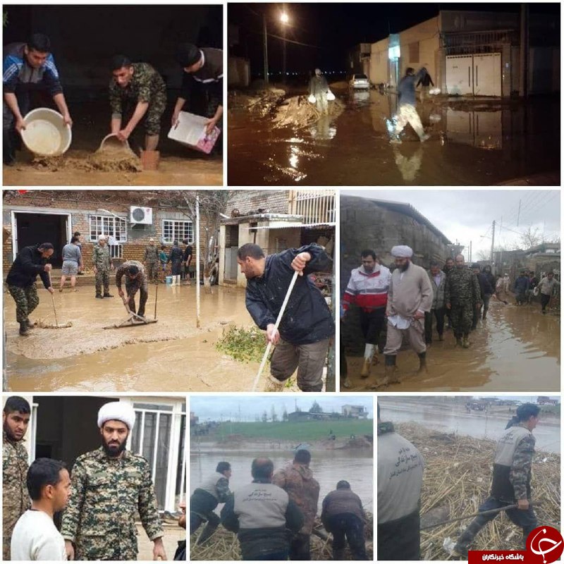 تصاویری جالب از کمک نیروهای جهادی و بسیج به سیل زدگان گلستان
